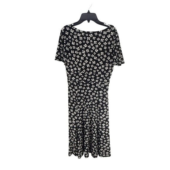 Chaps Black White Floral Dress Size Small Sleeveless Stretch Preppy Whimsygoth - Picture 6 of 7